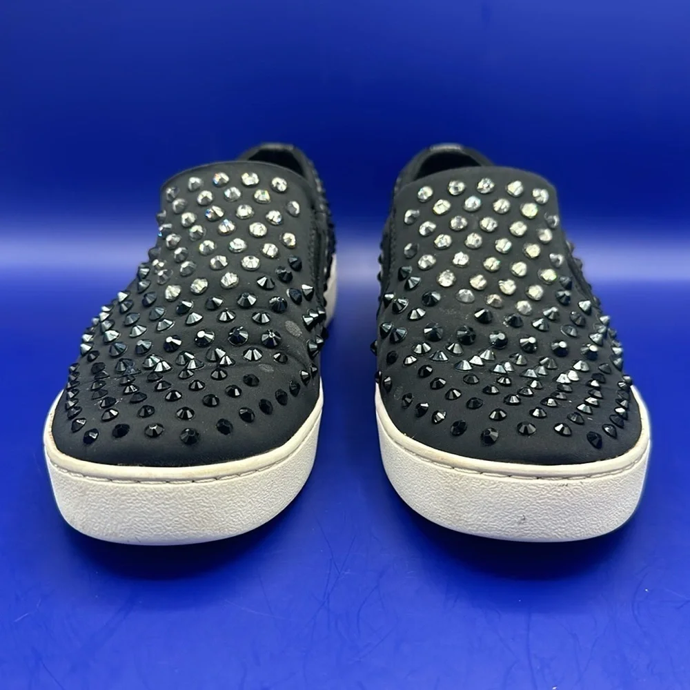 Michael Kors Keaton Sneakers Womens Sz 7M Black Black Crystal Rhinestone Slip On